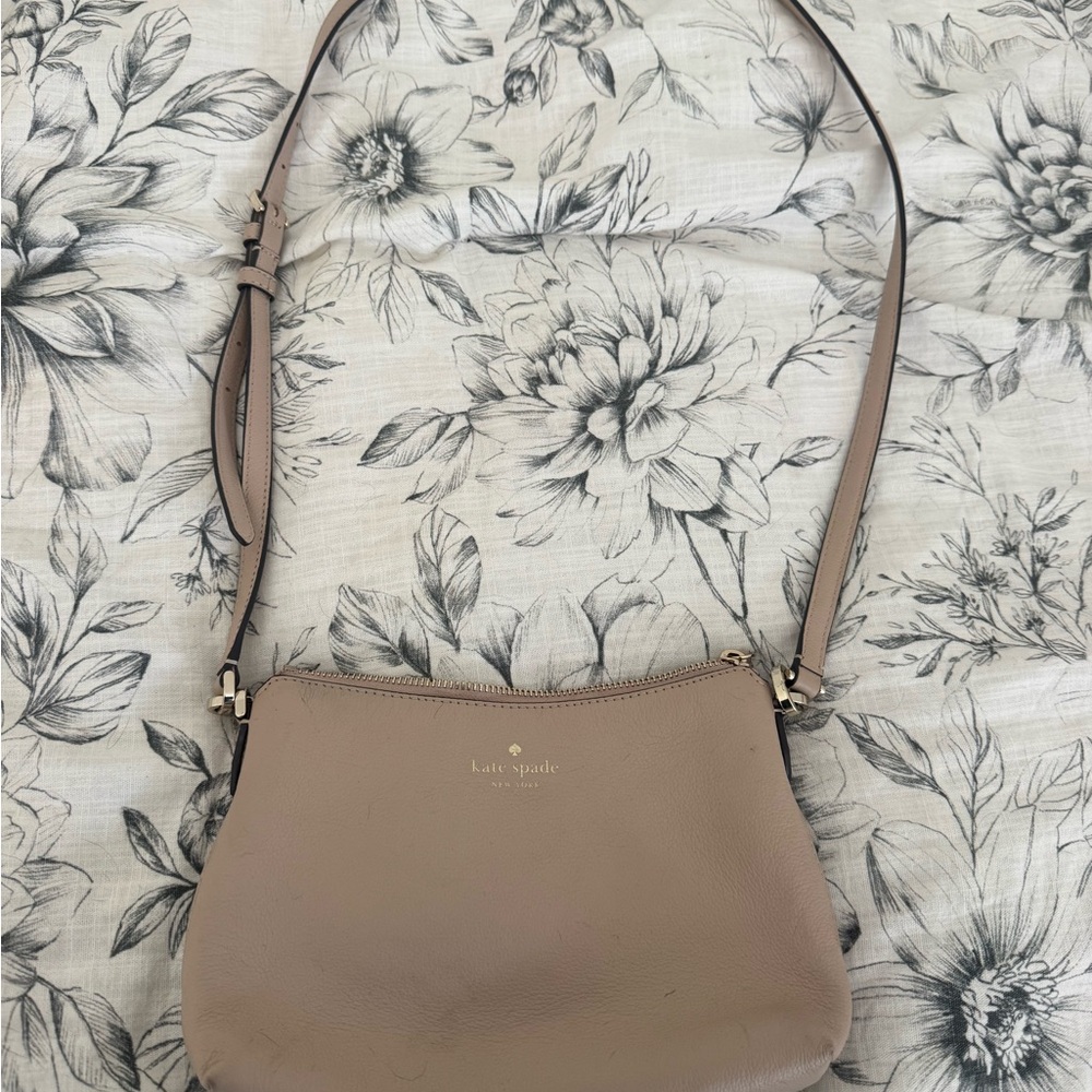 kate spade Taupe Pebbled Leather Crossbody Bag